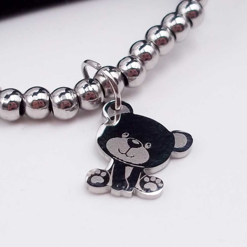 Charms orsetto acciaio 13.7x11.7 mm 1 pz (luc1009) - pietreeminuterie.com