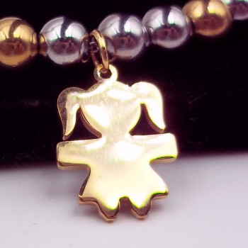 10 pezzi Charms acciaio bimba oro 16x10 mm 