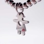 10 pezzi Charms bimba acciaio con strass rosa 14.5x11.3 