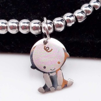 Charms bimbo 14x9.7 mm acciaio pacco 1 pz Charms bimbo 14x9.7 mm acciaio pacco 1 pz