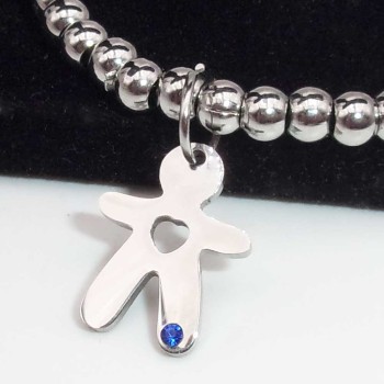 Charms acciaio bimbo con strass azzurro 15x11.5 mm 1 pz Charms acciaio bimbo con strass azzurro 15x11.5 mm 1 pz
