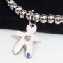 10 pz Charms acciaio bimbo con strass azzurro 15x11.5 mm