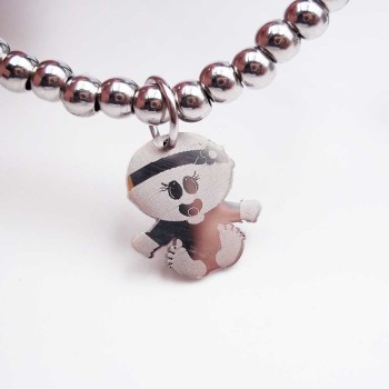 Charms bimba 13.7x12.4 mm acciaio pacco 1 pz Charms bimba 13.7x12.4 mm acciaio pacco 1 pz