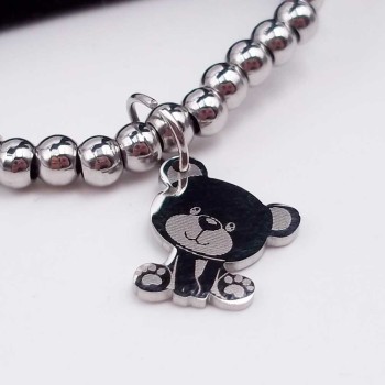Charms orsetto acciaio 13.7x11.7 mm 1 pz Charms orsetto acciaio 13.7x11.7 mm 1 pz