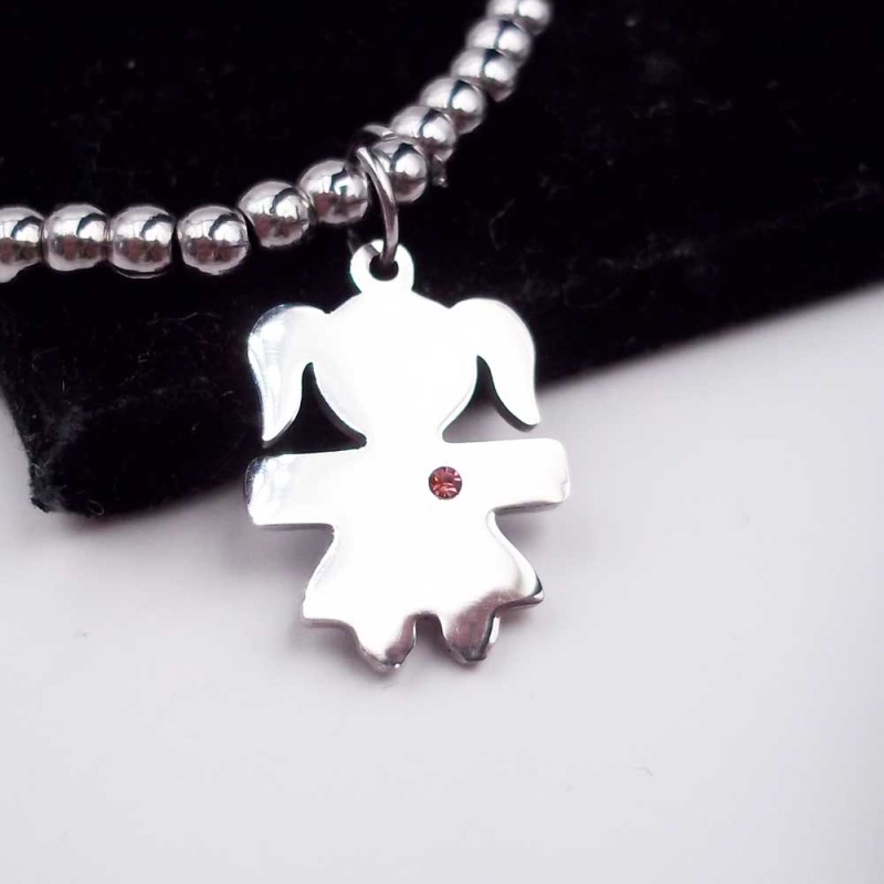 Charms acciaio bimba con strass 20x14.6 mm pacco 1 pz (bistra330) - pietreeminuterie.com