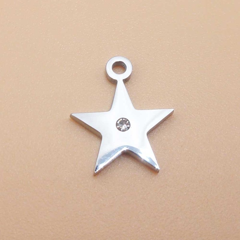 Charms acciaio stella con strass 14 mm pacco 2 pz - stella14m9 - pietreeminuterie.com Charms acciaio stella con strass 14 mm pacco 2 pz (stella14m9) - pietreeminuterie.com