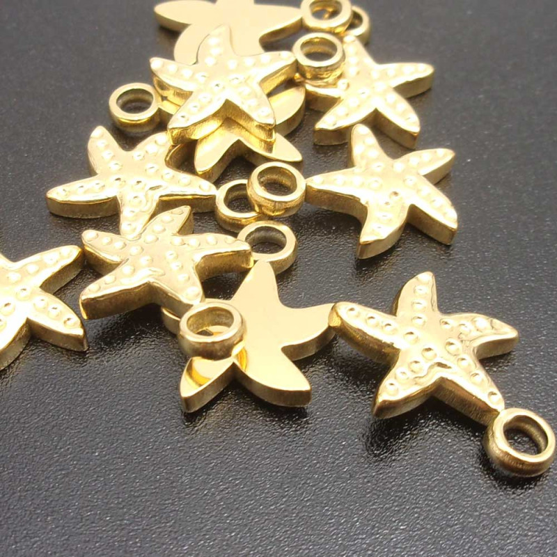 Charms acciaio stella marina 16 mm oro pacco 1 pz (ste19mma) - pietreeminuterie.com