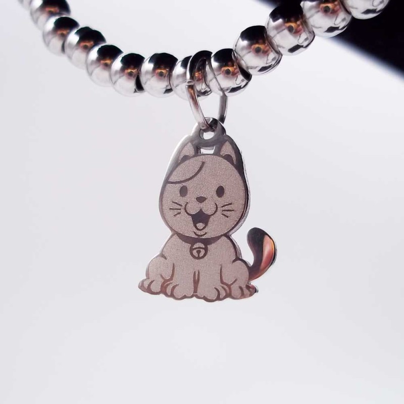 Charms gattino acciaio 15.3x10 mm 1 pz (luc1008) - pietreeminuterie.com
