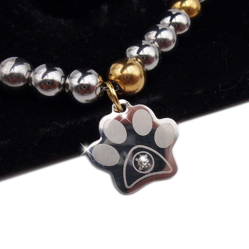 Charms zampetta cagnolino con strass acciaio 13.8 mm 1 pz (zamp13m) - pietreeminuterie.com