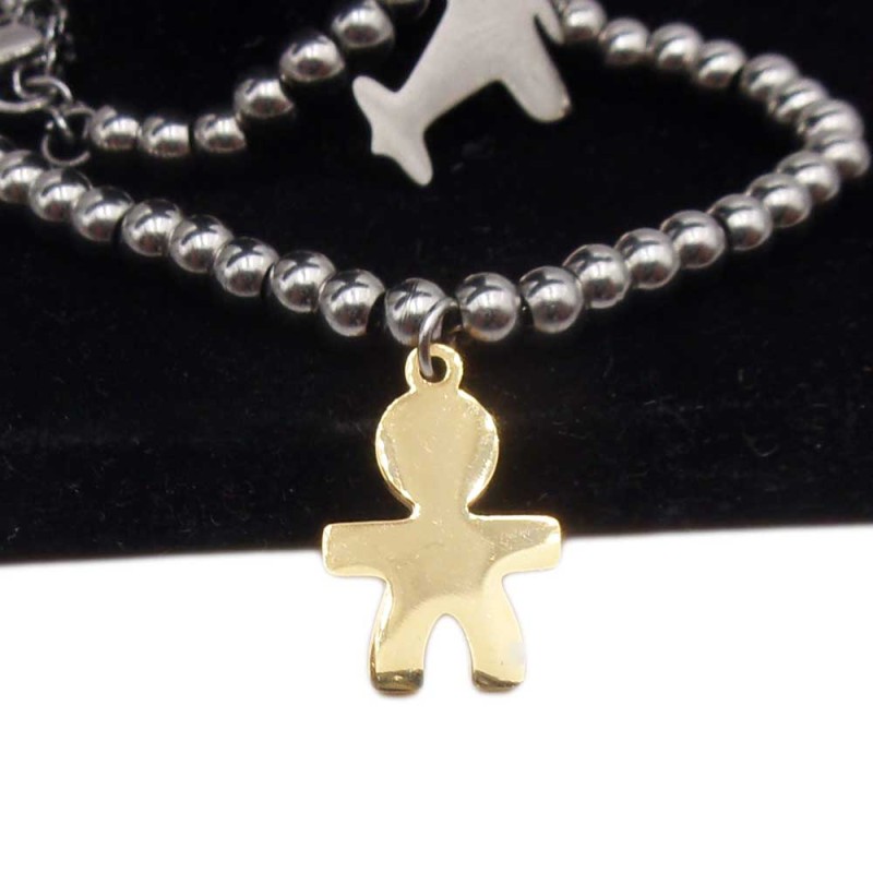 Ciondolo acciaio bimbo oro 16x10 mm pacco 1 pz - cion770 - pietreeminuterie.com Ciondolo acciaio bimbo oro 16x10 mm pacco 1 pz (cion770) - pietreeminuterie.com