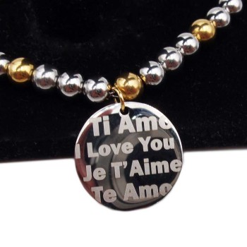 Ciondolo scritta Ti amo in tutte le lingue 20 mm 1 pz Ciondolo scritta Ti amo in tutte le lingue 20 mm 1 pz