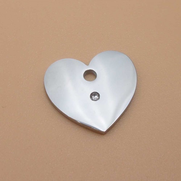 Charms lucidatura specchio | Charms acciaio cuore con stras 14x15 mm pacco 2 pz - herc4spec