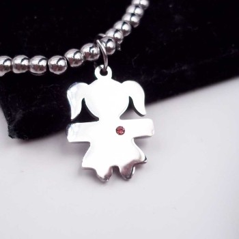 Charms acciaio bimba con strass 20x14.6 mm pacco 1 pz