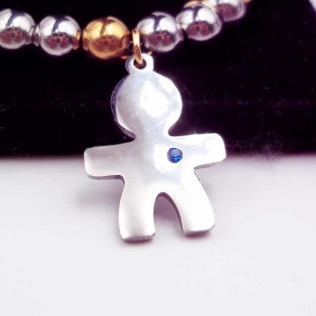 Charms acciaio bimbo strass blu 20x14 mm 1 pz