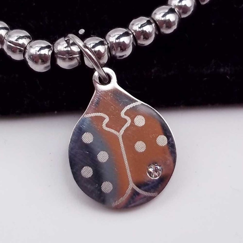 10 pz Charms acciaio coccinella con strass 16.3 mm (cxxx788h) - pietreeminuterie.com