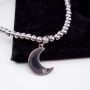 10 pz Charms acciaio luna con  strass 15.5 mm
