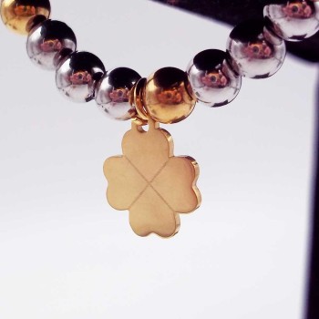 10 pz Charms acciaio oro quadrifoglio13.7 mm