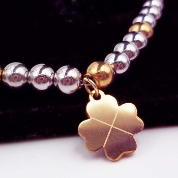 10 pz Charms acciaio oro quadrifoglio13.7 mm