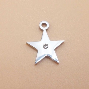 Charms acciaio stella con strass 14 mm pacco 2 pz