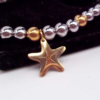 10 pz Charms acciaio stella marina oro 15 mm