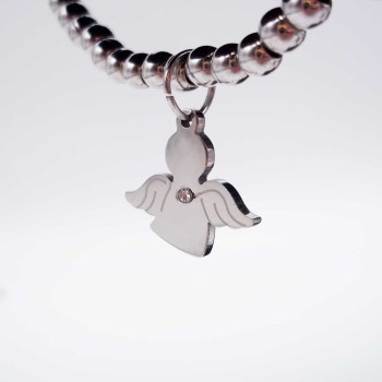 Charms angelo acciaio con strass 15x15.6 mm 1 pz