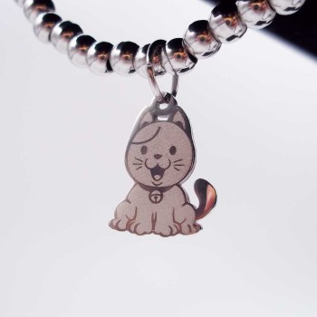 Charms gattino acciaio 15.3x10 mm 1 pz