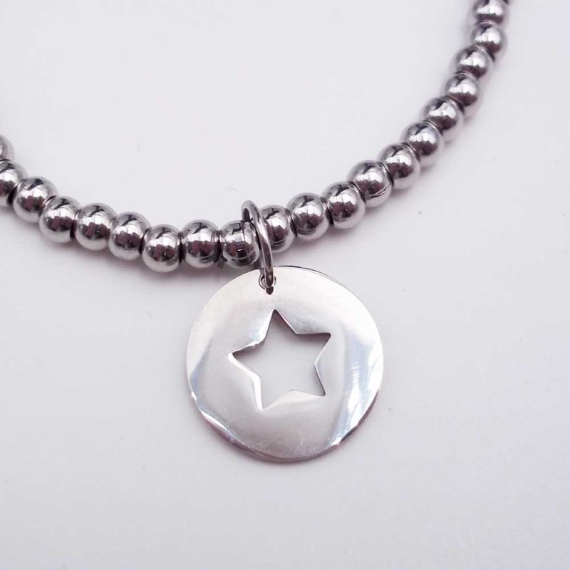 Charms tondo con stella 15 mm pacco 1 pz (sted5m9) - pietreeminuterie.com