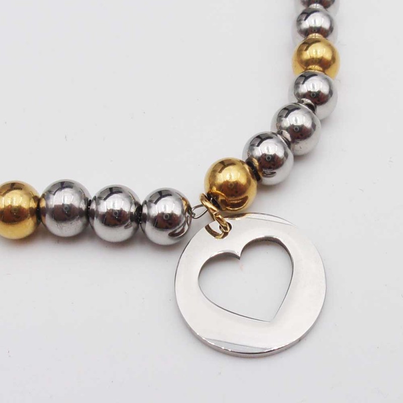Charms tondo cuore acciaio 15.6 mm pacco 1 pz (tocu8829) - pietreeminuterie.com