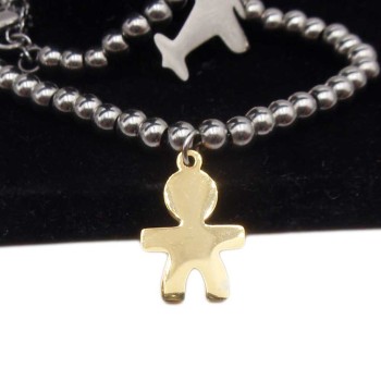 Ciondolo acciaio bimbo oro 16x10 mm pacco 1 pz