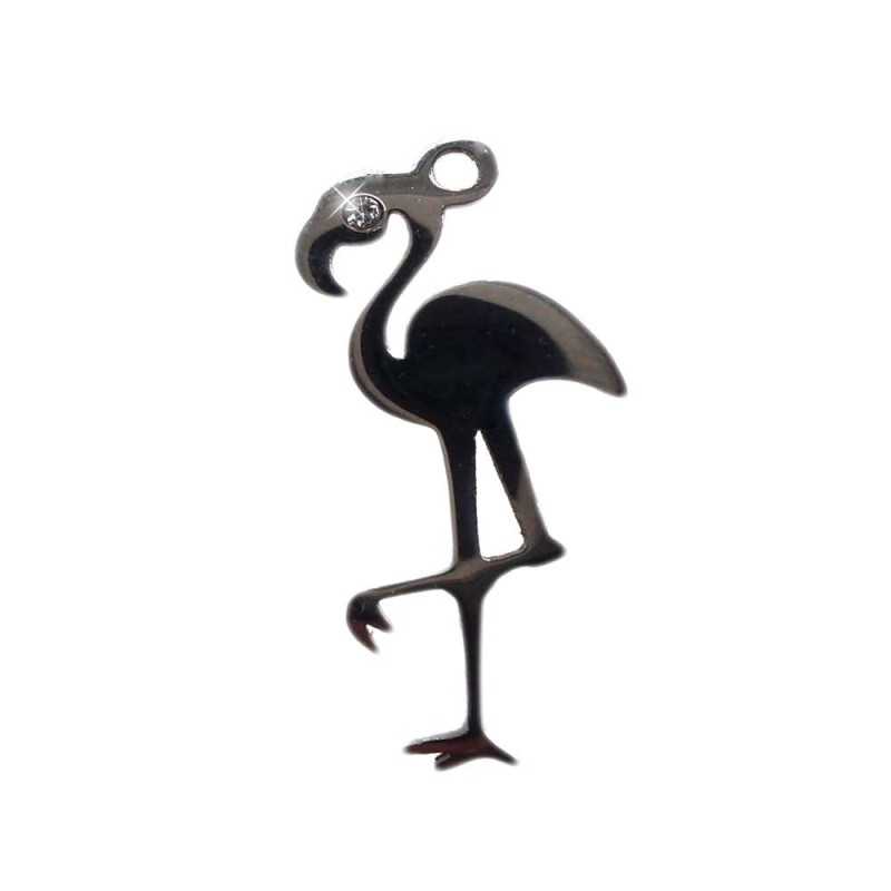 Fenicottero acciaio con strass 24.5 mm pacco 1 pz (fen24mm) - pietreeminuterie.com