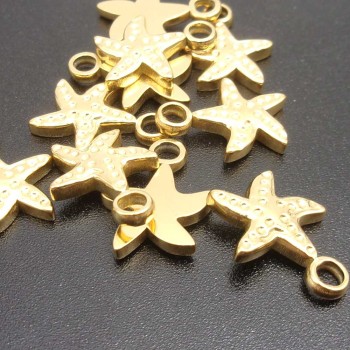 Charms acciaio stella marina 16 mm oro pacco 1 pz