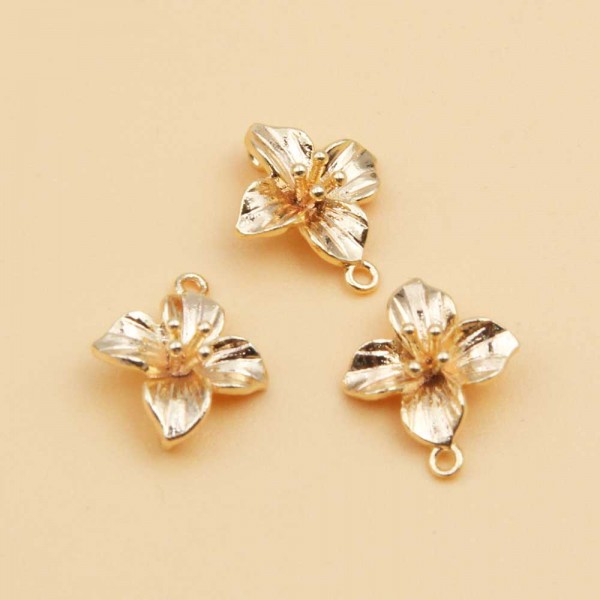 Charms Gold plated | Charms fiore gold plated 10.5 mm 1 pz - f5-1-001