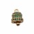 Campanellino in ottone d'orato con strass verdi 12x8 mm pacco 1 pezzo