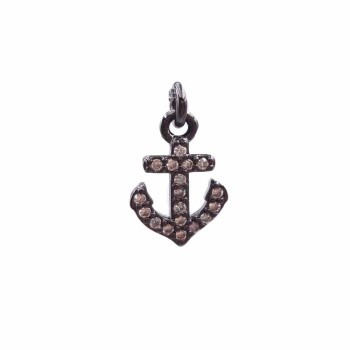 Charms ancora in ottone con strass 12.4x8.3 mm 1 pz