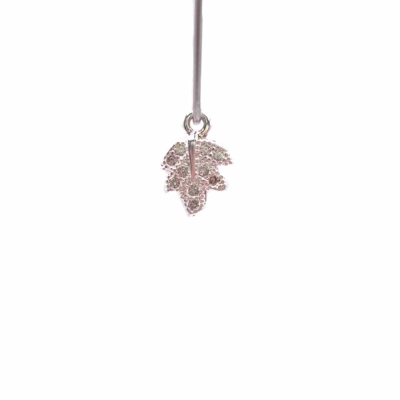 Charms foglia argento in ottone con strass 8.8x6 mm 1 pz (hj4) - pietreeminuterie.com