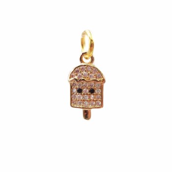 Charms gelato in ottone dorato con strass 13.2x7.5 mm 1 pz