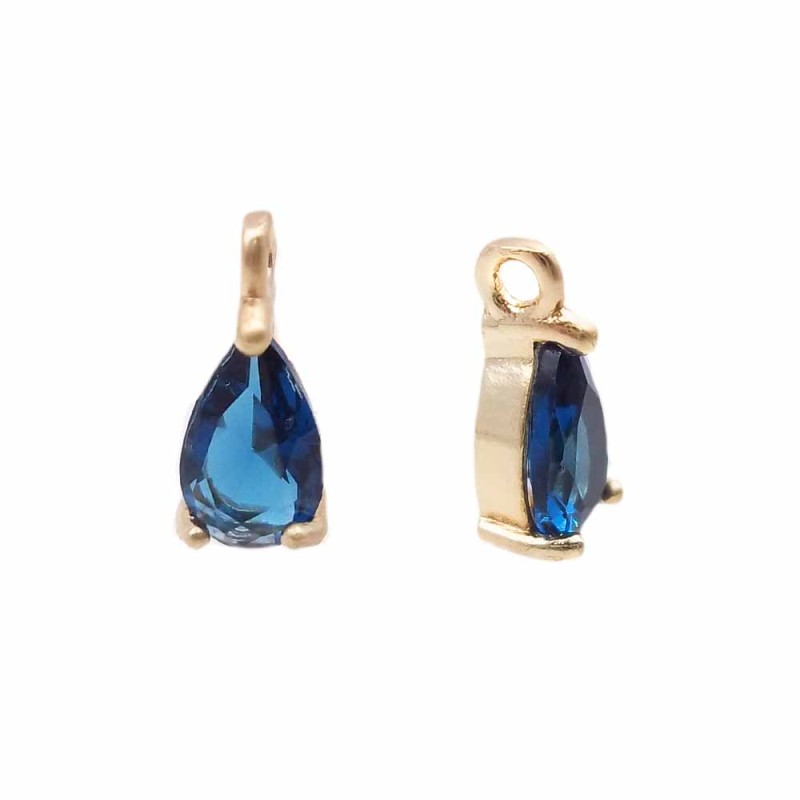 Charms in ottone con strass blu scocca oro 8.7x4.3 mm 1 pz (jl3) - pietreeminuterie.com