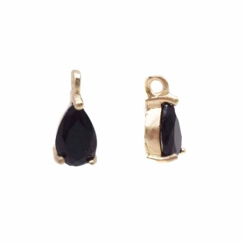 Charms in ottone con strass nero scocca oro 8.7x4.3 mm 1 pz
