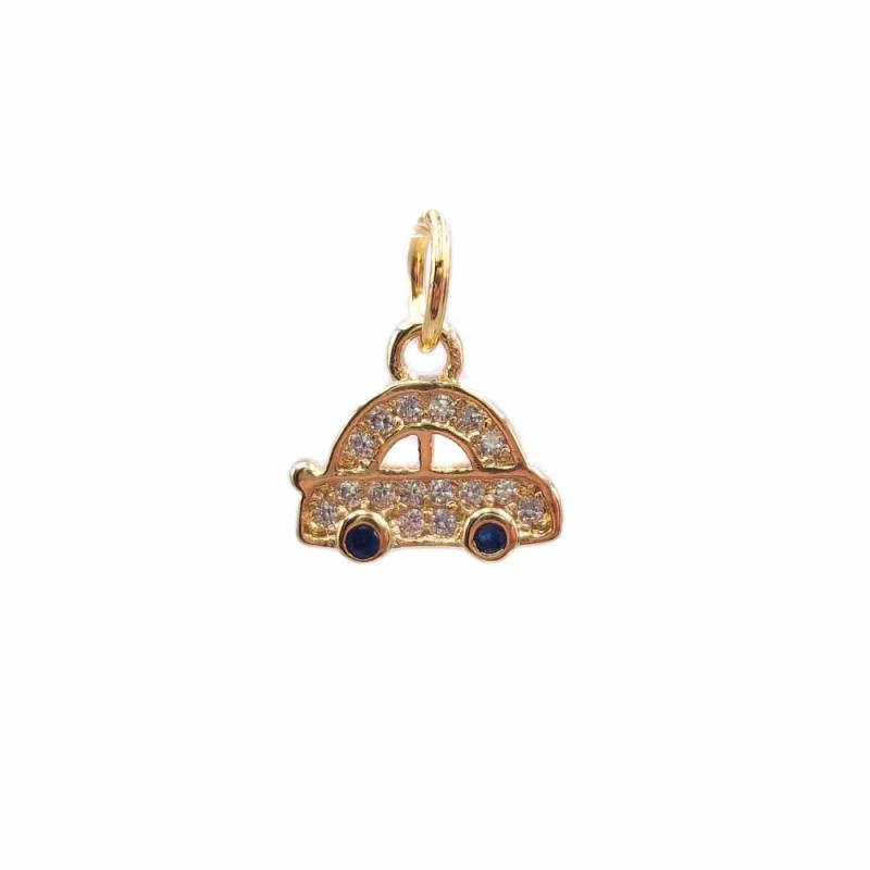 Charms macchina in ottone dorato con strass 10x9 mm 1 pz (hj17) - pietreeminuterie.com