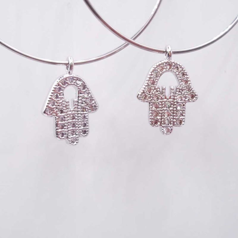 Charms mano di Fatima con strass 12.5 mm pacco 1 pz (ste38r) - pietreeminuterie.com