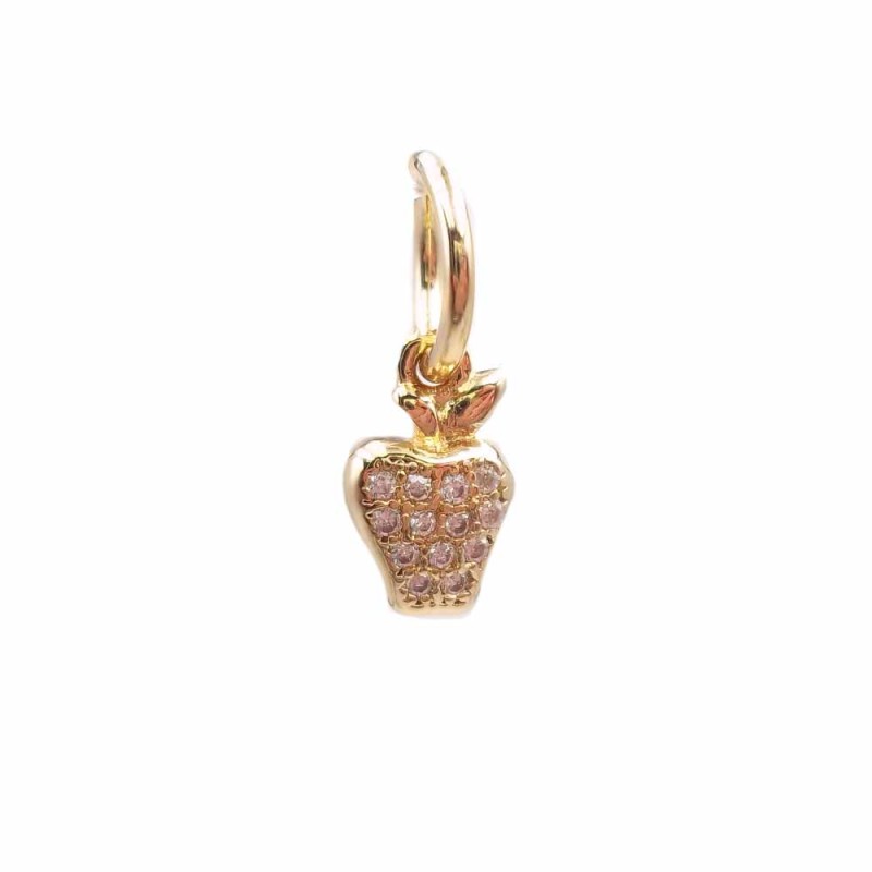 Charms mela in ottone dorato con strass 10.2x6.5 mm 1 pz (hj13) - pietreeminuterie.com