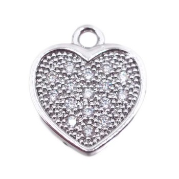 Cuore ottone 17.6x14.5 con strass pacco 1 pz