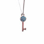 Charms chiave in ottone con strass azzurri 14.8x5 mm 1 pz
