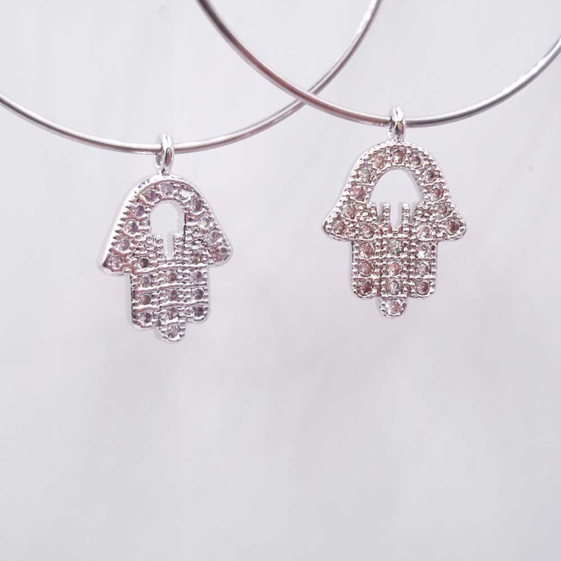 Charms mano di Fatima con strass 12.5 mm pacco 1 pz (ste38r) - pietreeminuterie.com