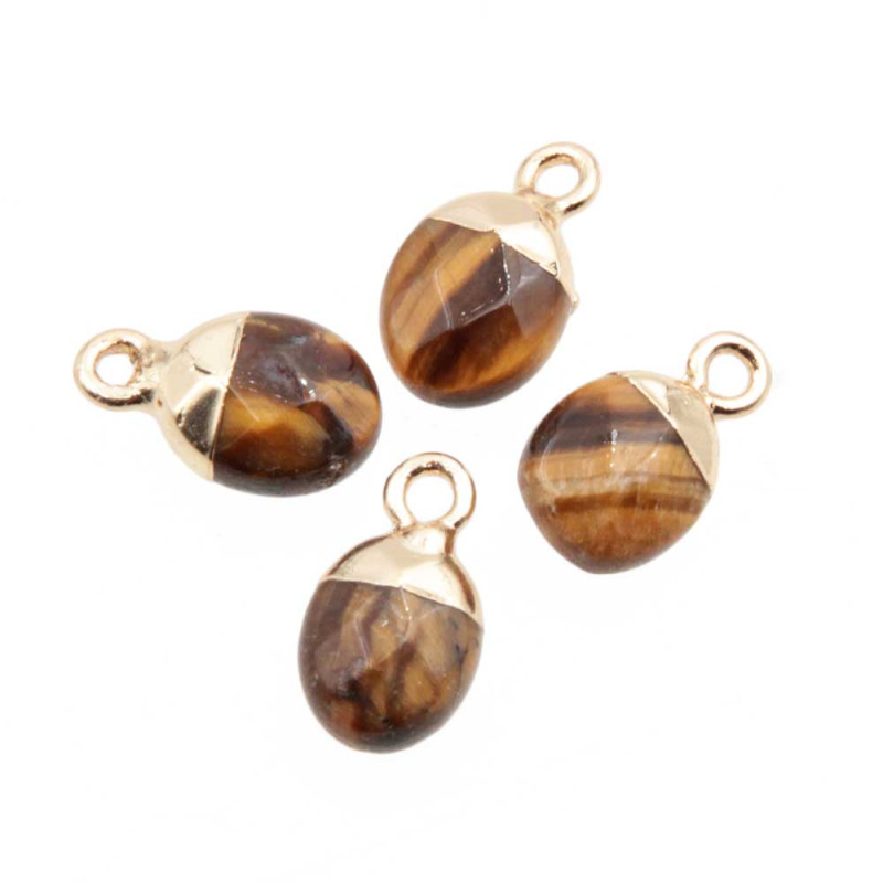 Charms pietre dure occhio di tigre 14x8 mm conf. 2 pz 