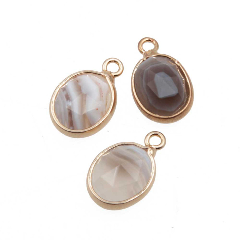 Charms pietre dure ovale agata botswana 14x9 mm conf. 2 pz (ch-p444) - pietreeminuterie.com