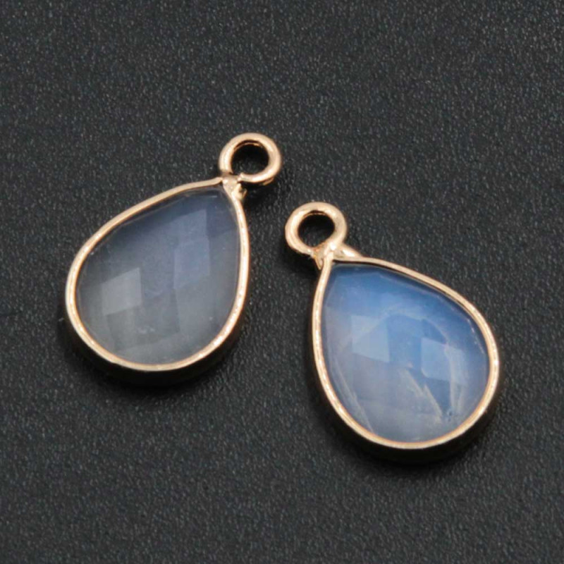 Charms pietre dure pietra di luna 14x8 mm conf. 2 pz 