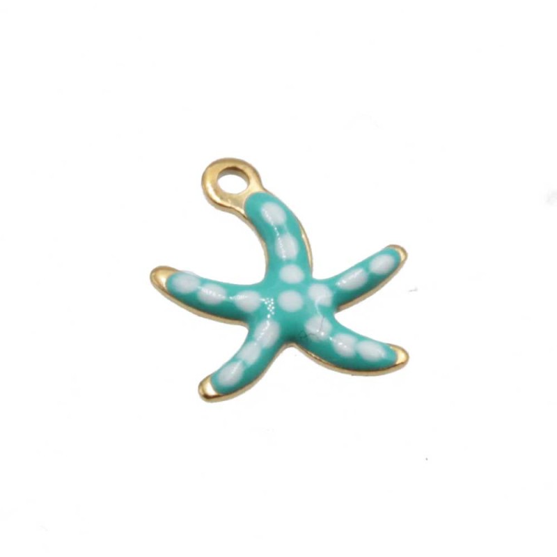 Charms smaltati stella marina acciaio tiffany 11 mm conf. 5 pz (star-c555) - pietreeminuterie.com