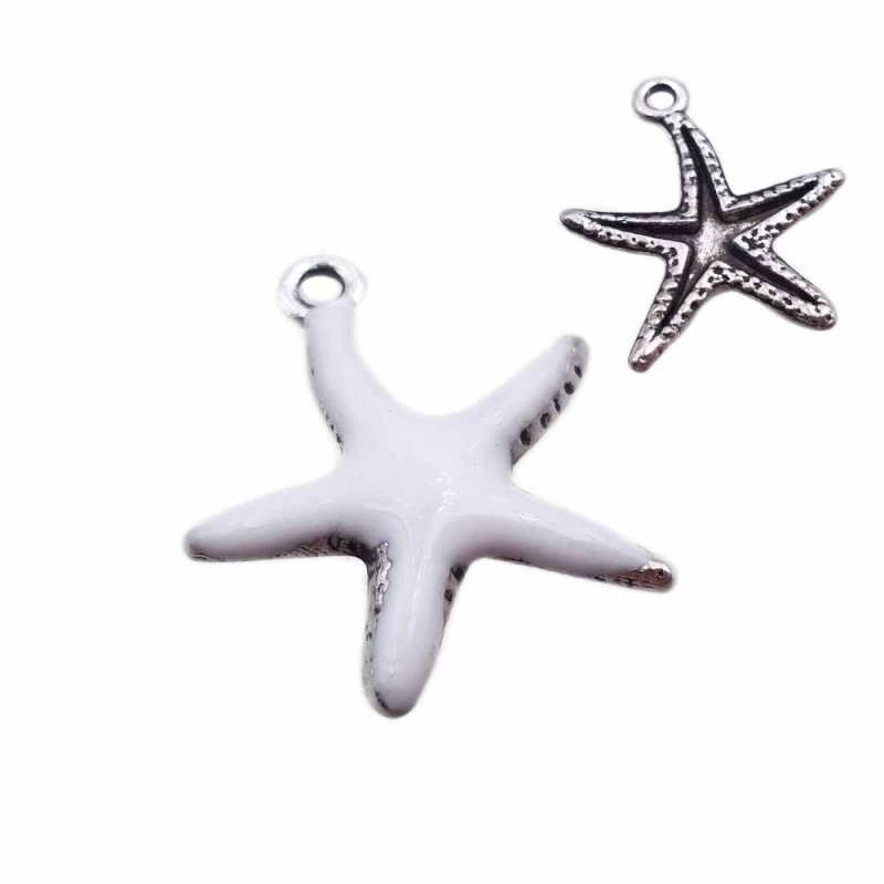 Charms stella marina bianca smaltata 20.7 mm pacco 1 pz (zan3) - pietreeminuterie.com