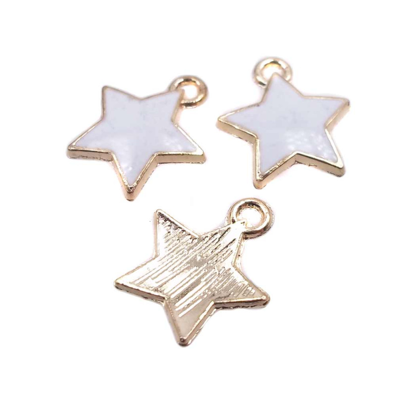 Charms stella smaltate 12 mm bianche 2 pz (Stella1) - pietreeminuterie.com